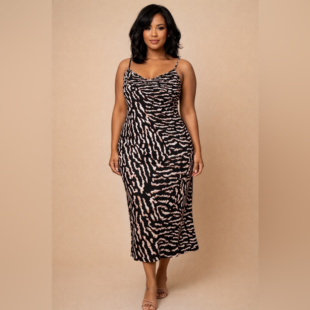 Calvin Klein Black and Pink Patterned Dress